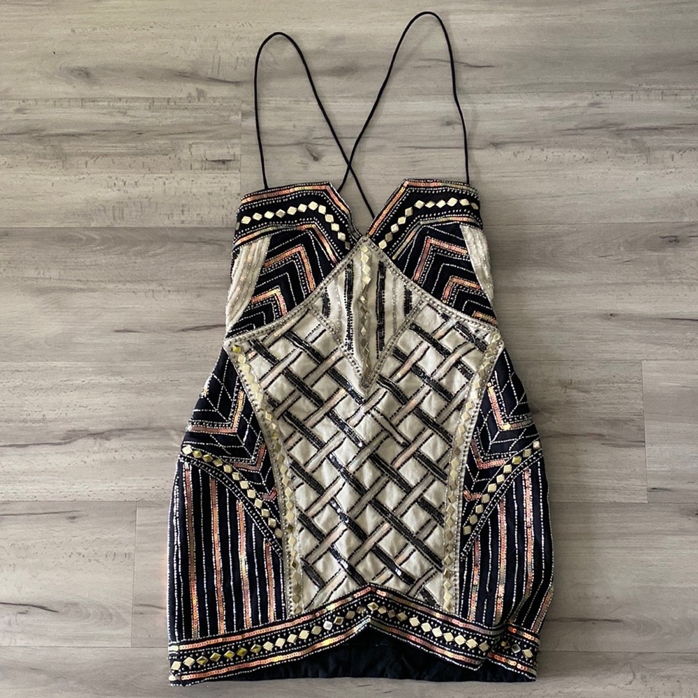 Lace up back structured Mini Dress